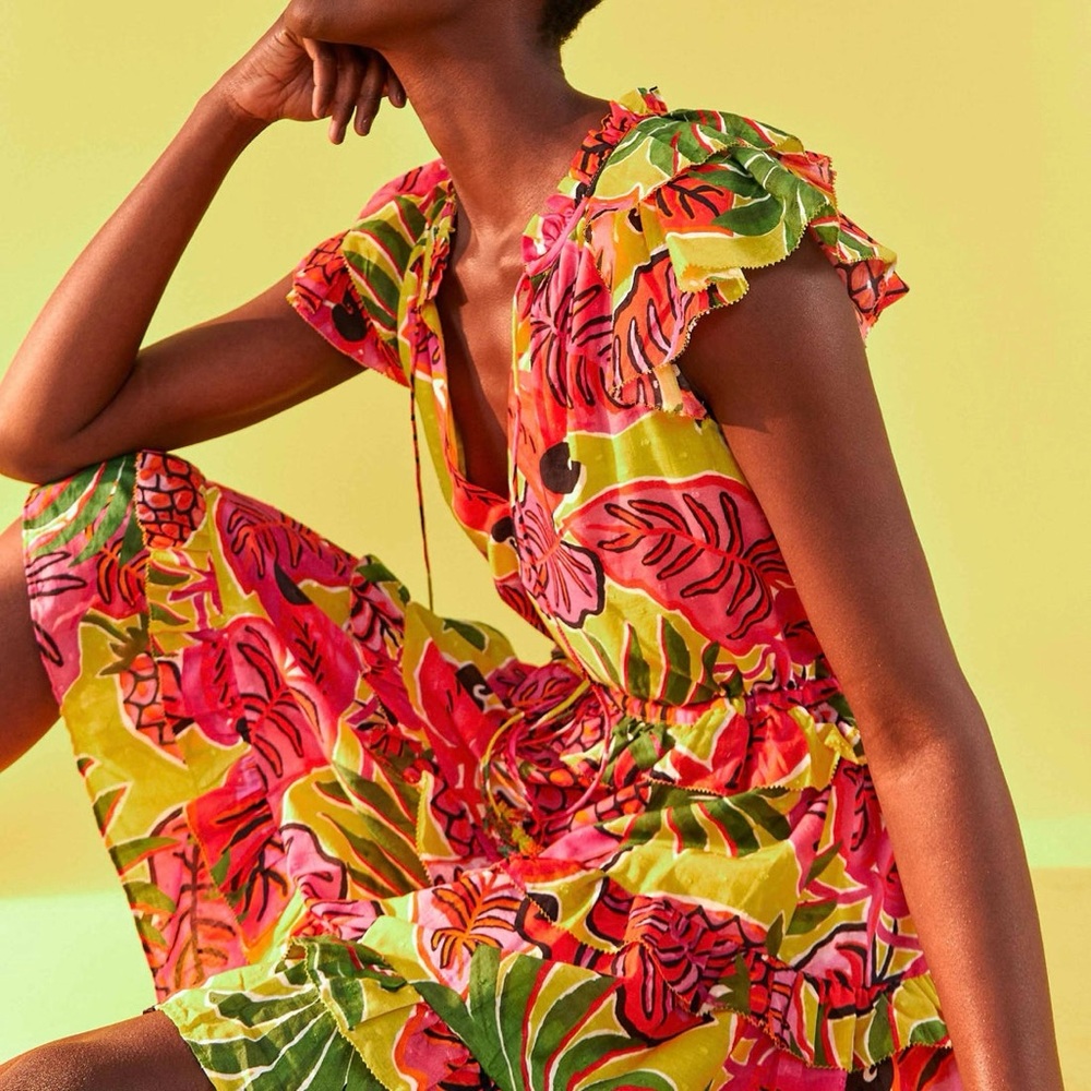 Farm Rio Dream Fruit Ruffled Mini Dress. Extra Small - Picture 4 of 12